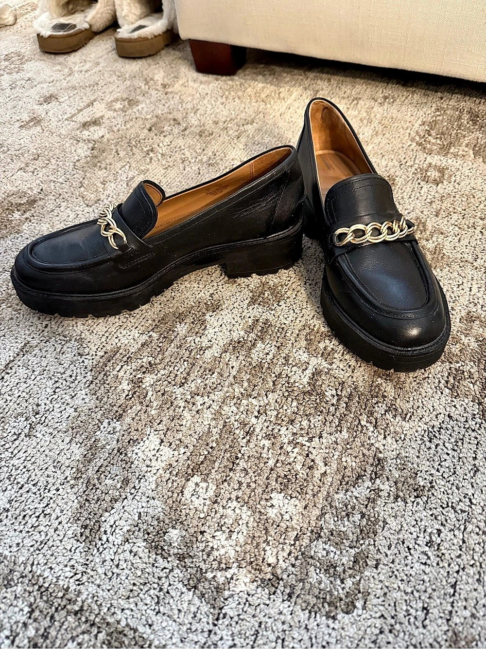 Sam Edelman Taelor Chained Lug-Sole Loafers Black US 9